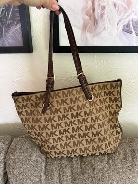 Michael Kors Brown MK Monogram Shoulder Tote